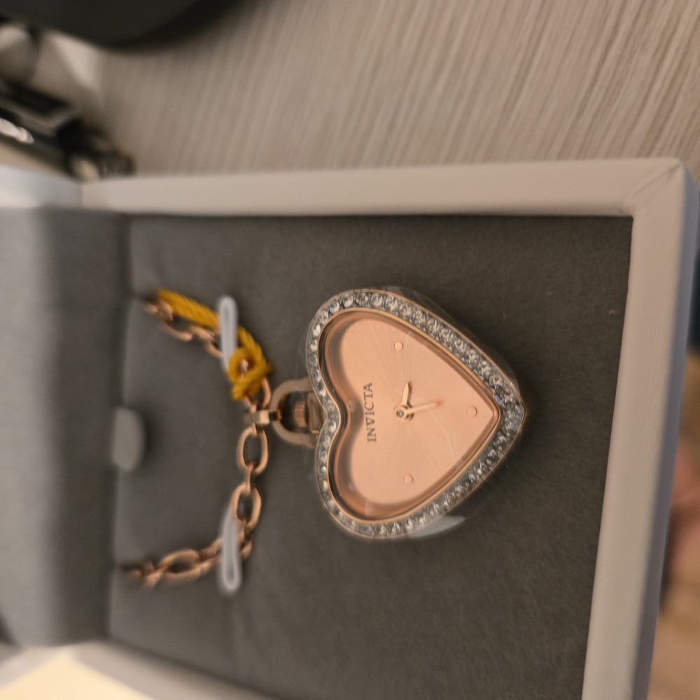 Invicta Silver Heart Necklace with Crystal Accents